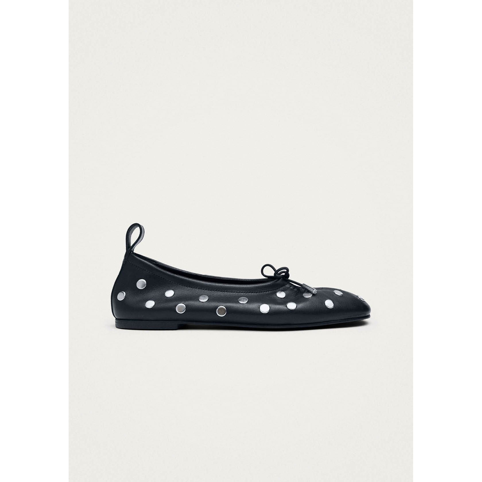Rosalind All Studs Black Leather Ballet Flats
