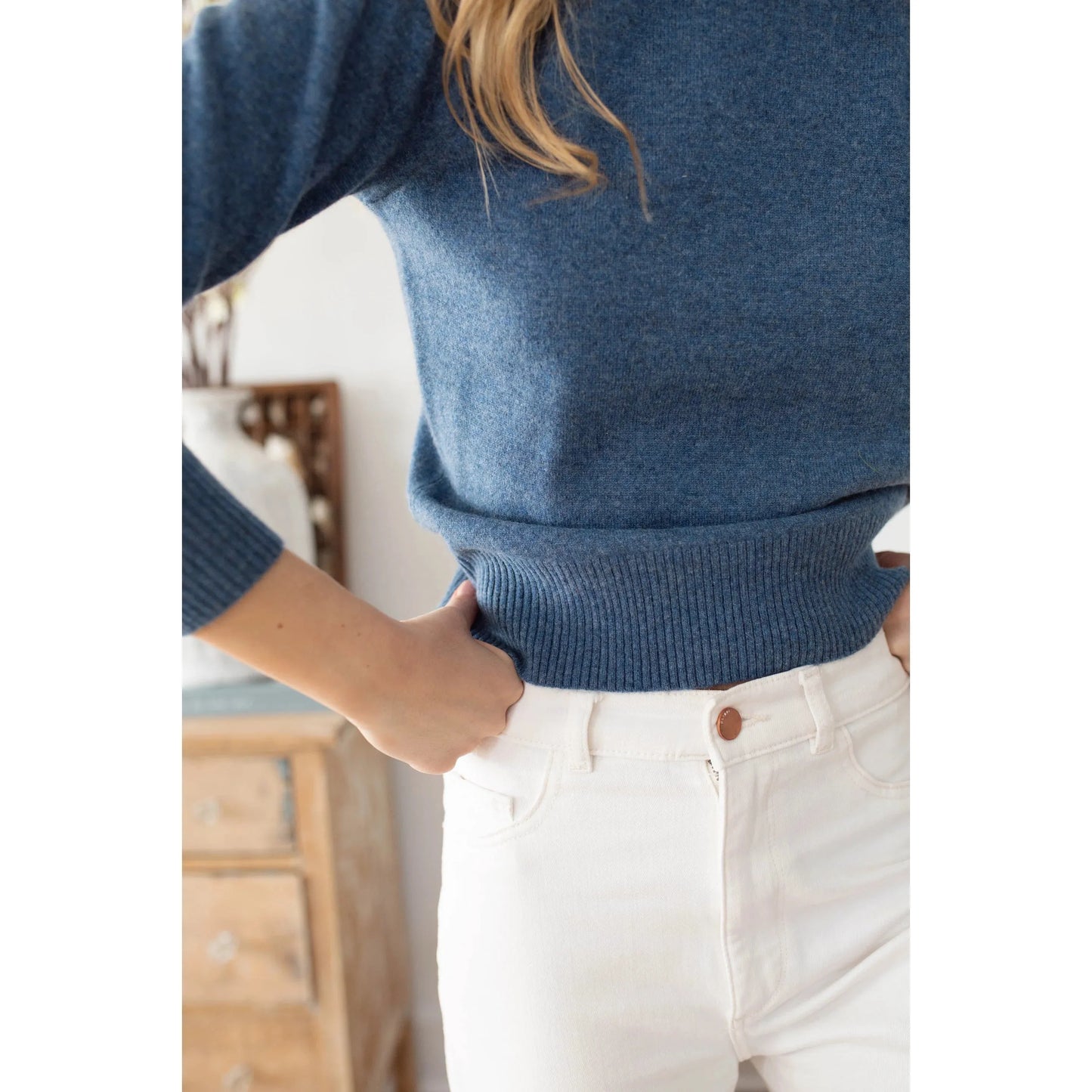 Puff Sleeve Cashmere Crewneck Sweater