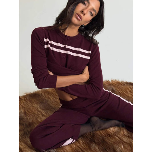 Cashmere Wool Stripe Cardigan