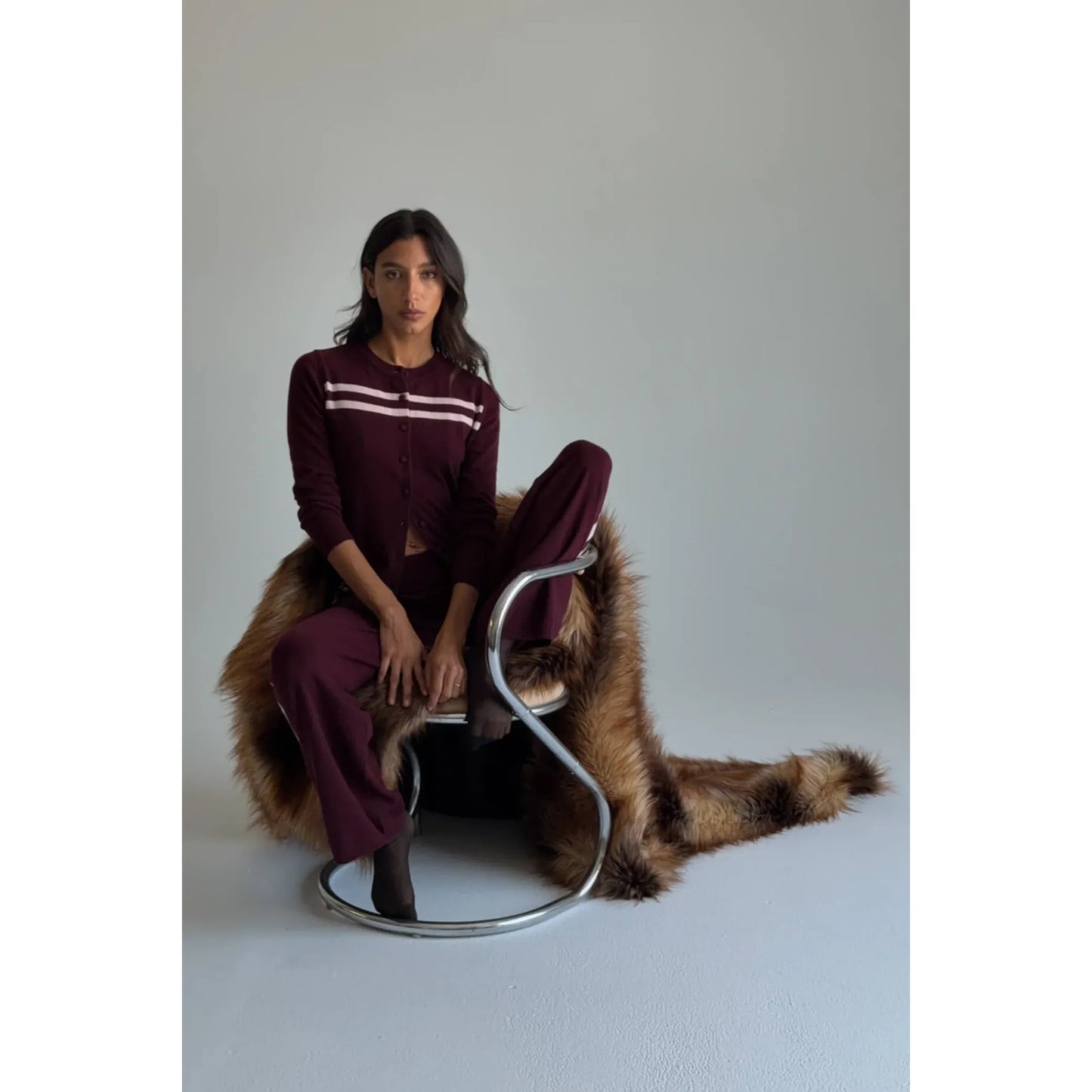 Cashmere Wool Stripe Cardigan