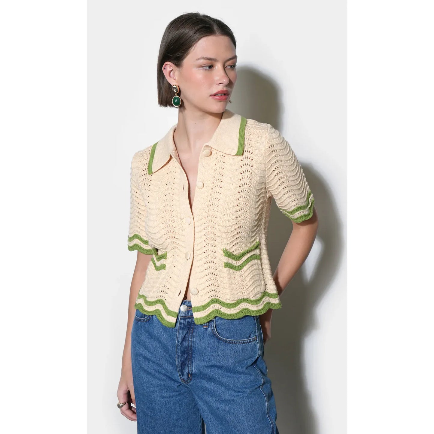 Amelia Scallop Crochet Cardigan