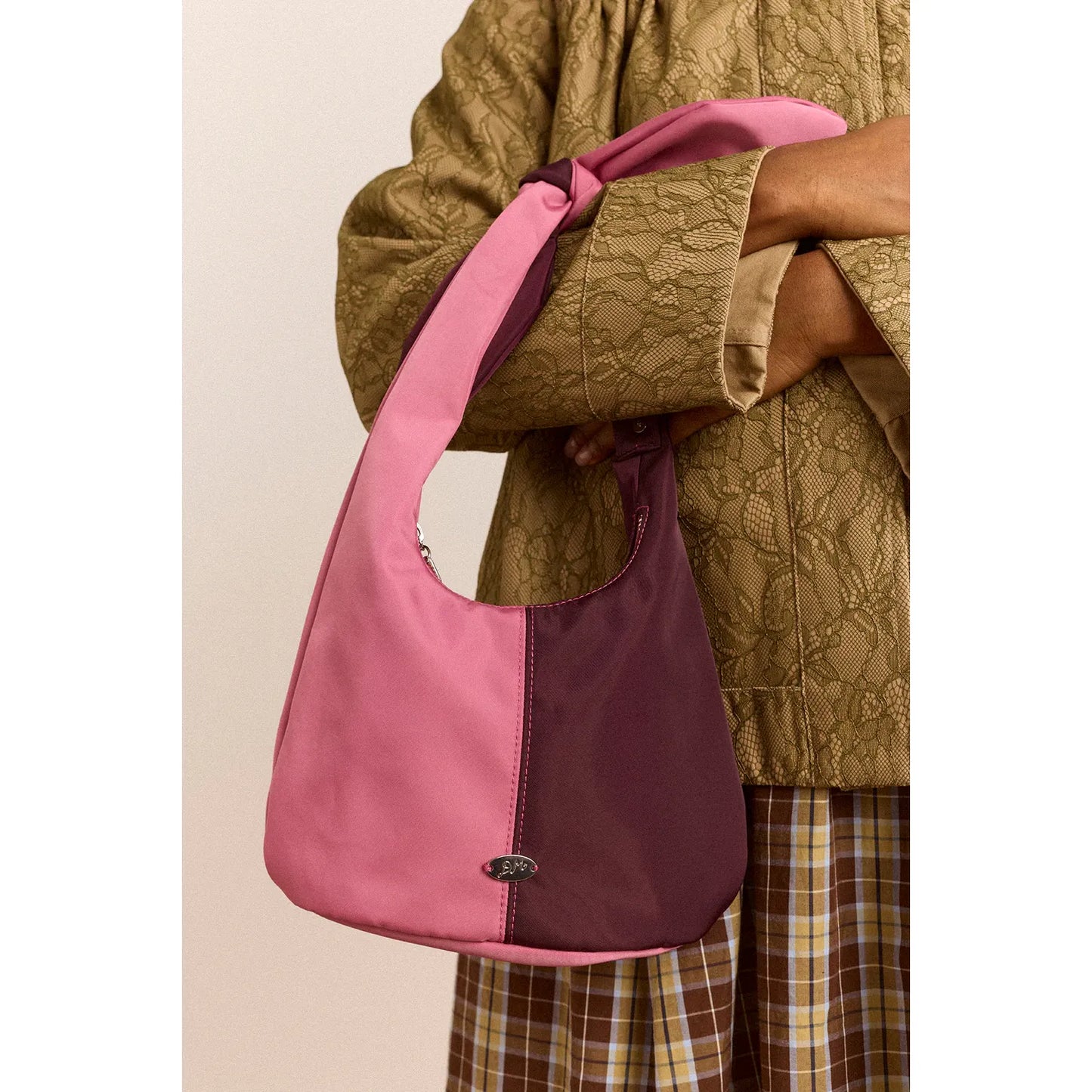 Gene Mini Tie Bag In Pink & Burg Colourblock
