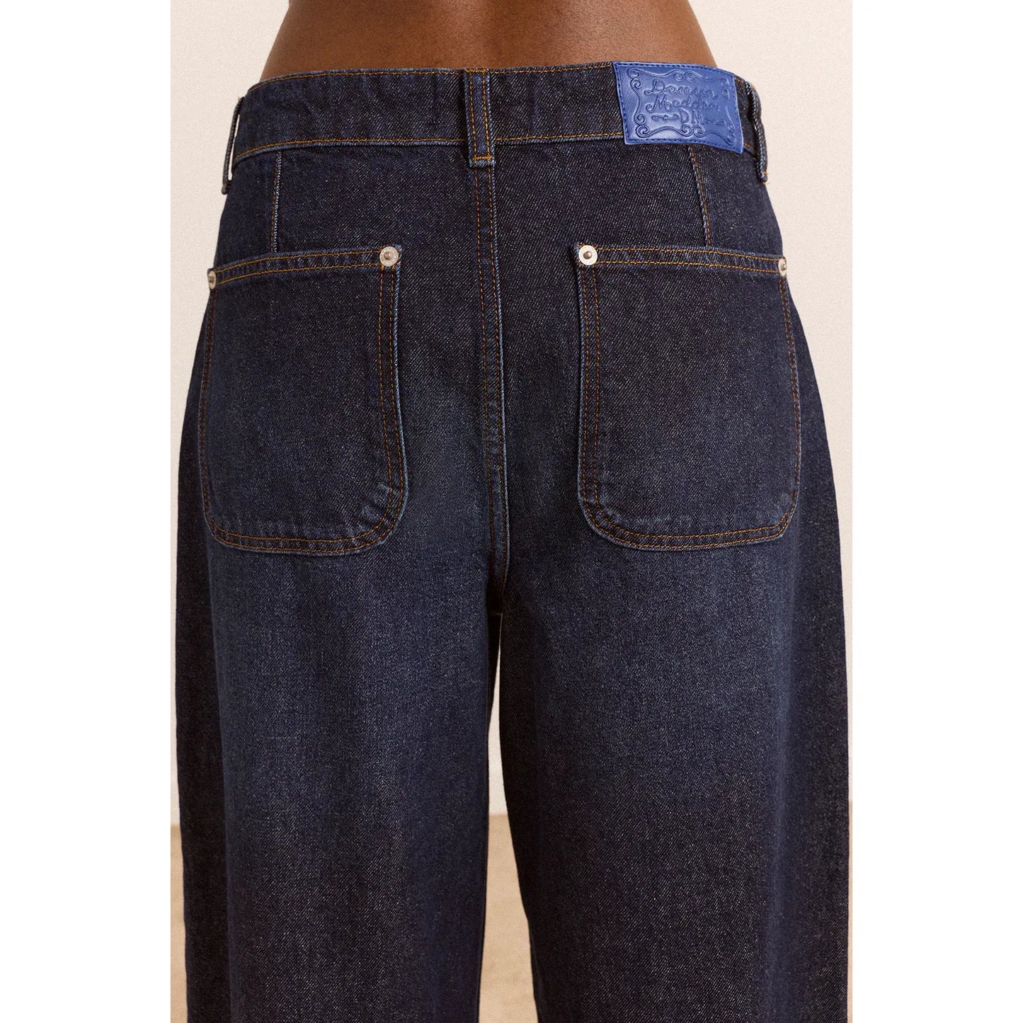 GIGI BAGGY WIDE TURN-UP JEANS - RINSE SLATE WASH