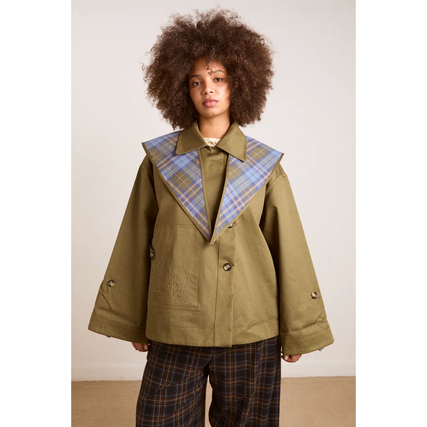 Reversible Jerry Crop Trench Coat - Olive