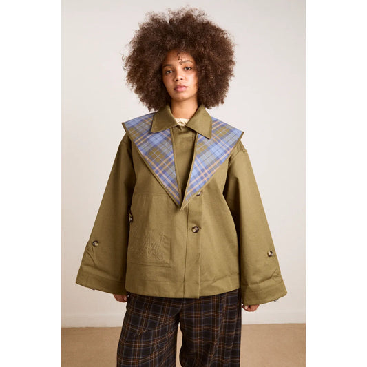 Reversible Jerry Crop Trench Coat - Olive