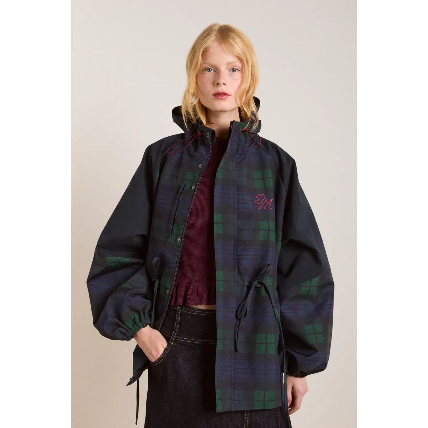 Liu Shower Proof Raincoat - Navy Check