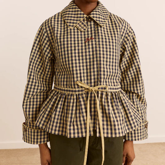 Myrtle Trench Coat - Navy Gingham