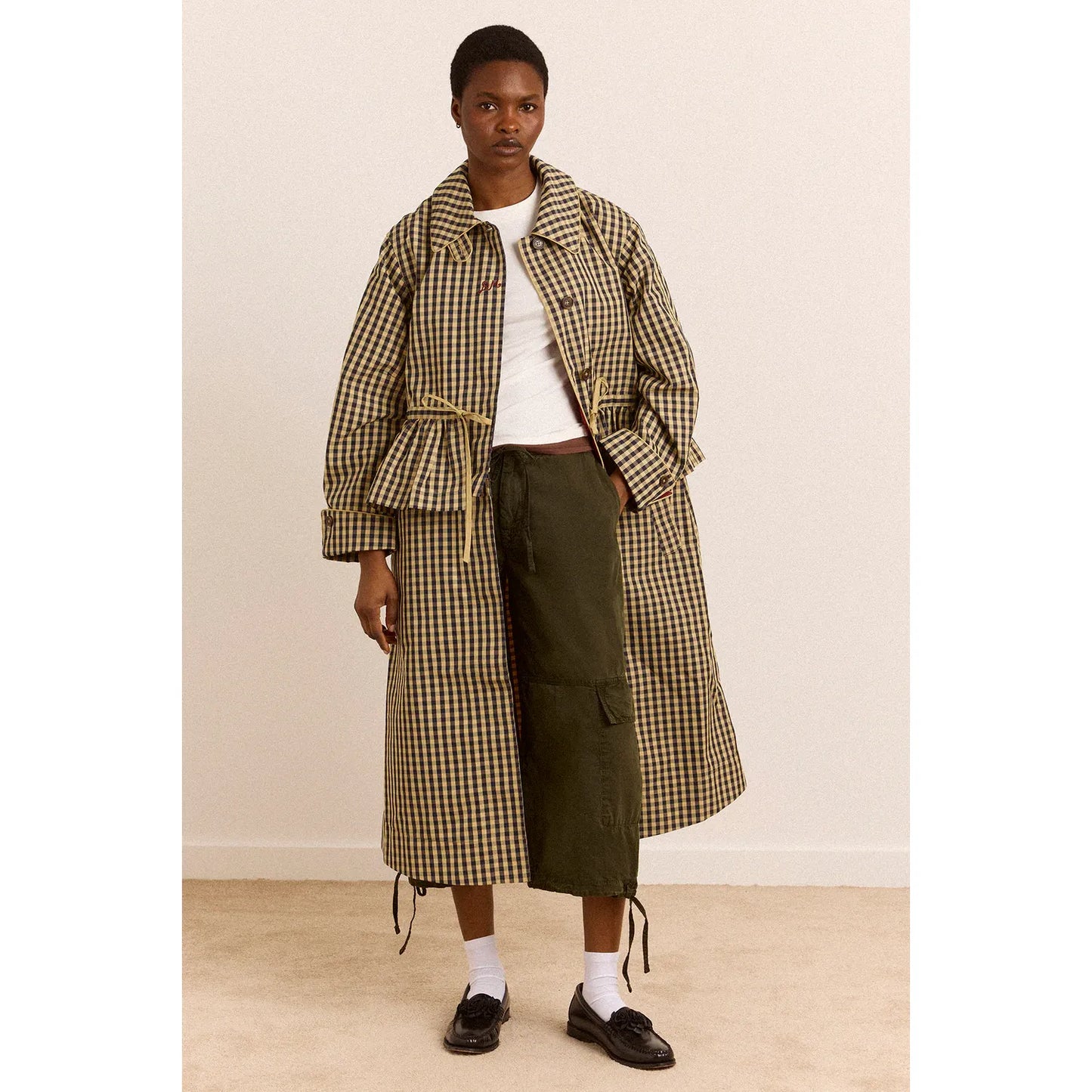 Myrtle Trench Coat - Navy Gingham