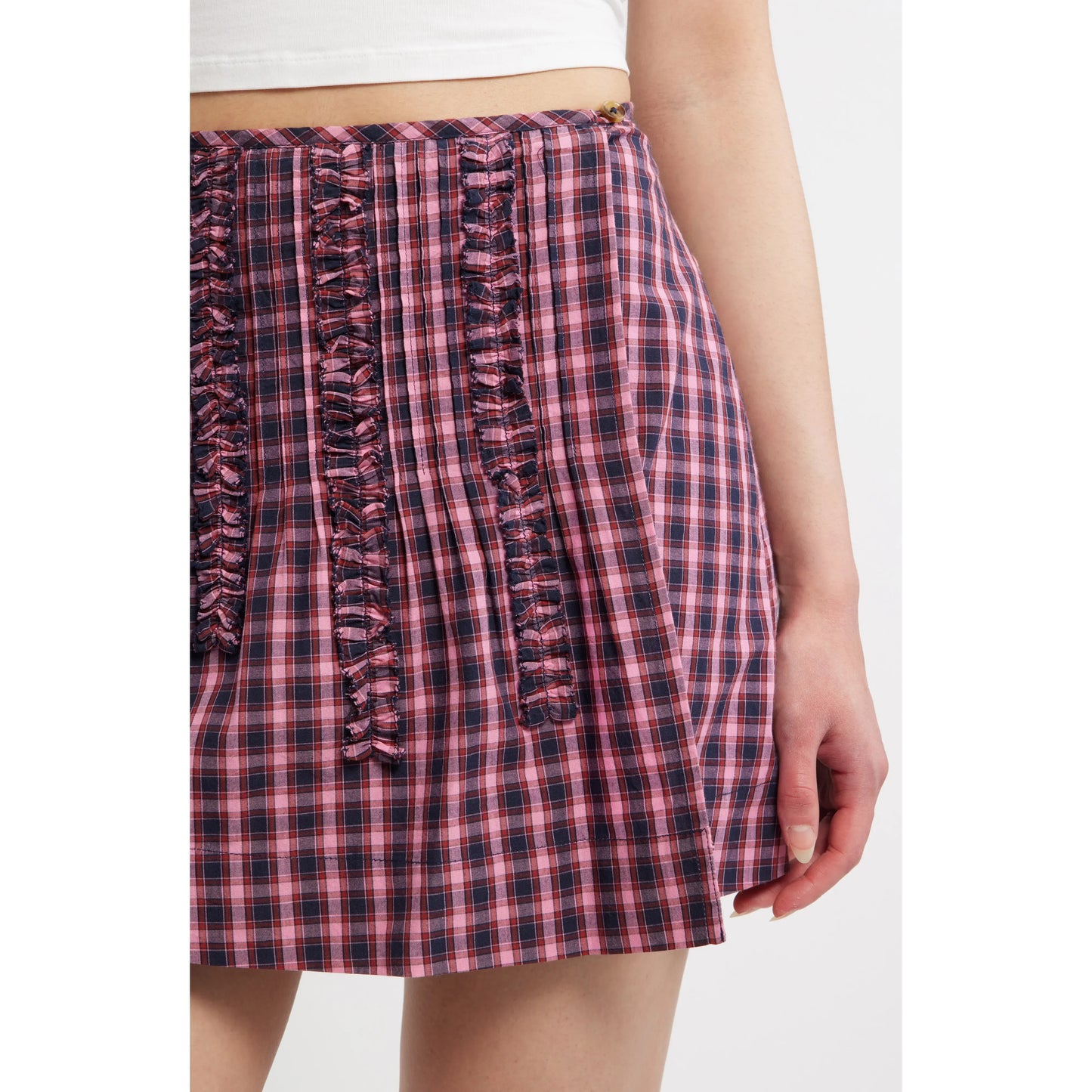 Glinda Mini Skirt - Magenta Check