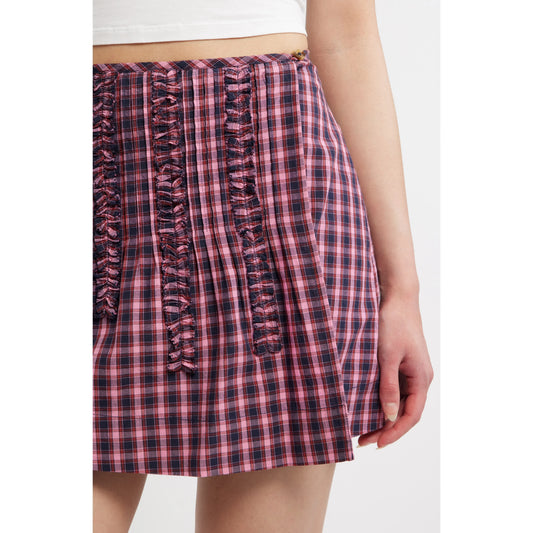 Glinda Mini Skirt - Magenta Check