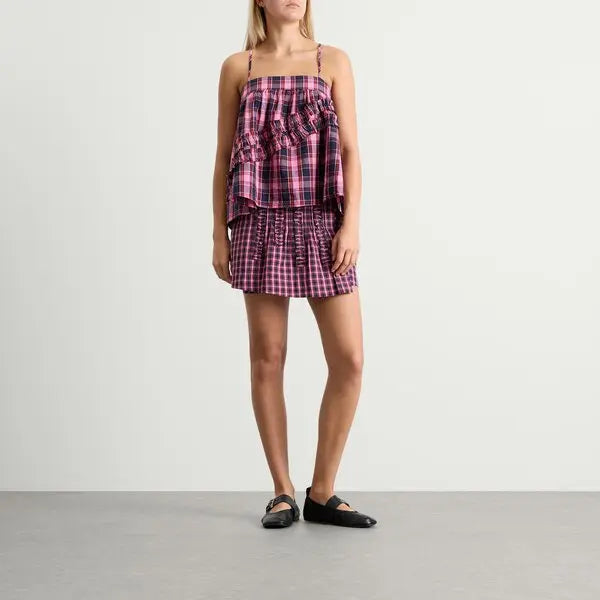 Glinda Mini Skirt - Magenta Check