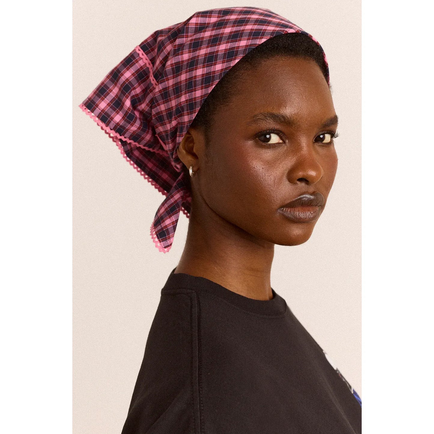Headscarf In Magenta Check