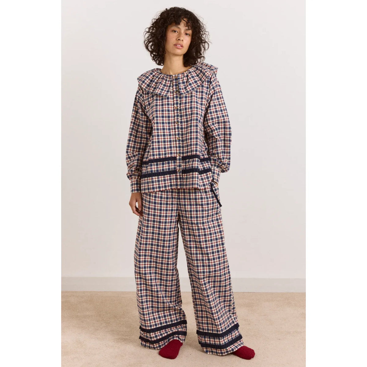 Aletta Pyjama Set - Cherry Navy Check