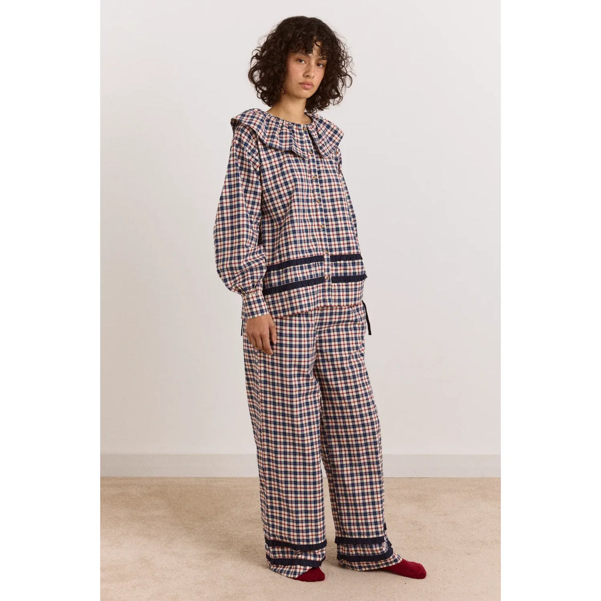 Aletta Pyjama Set - Cherry Navy Check