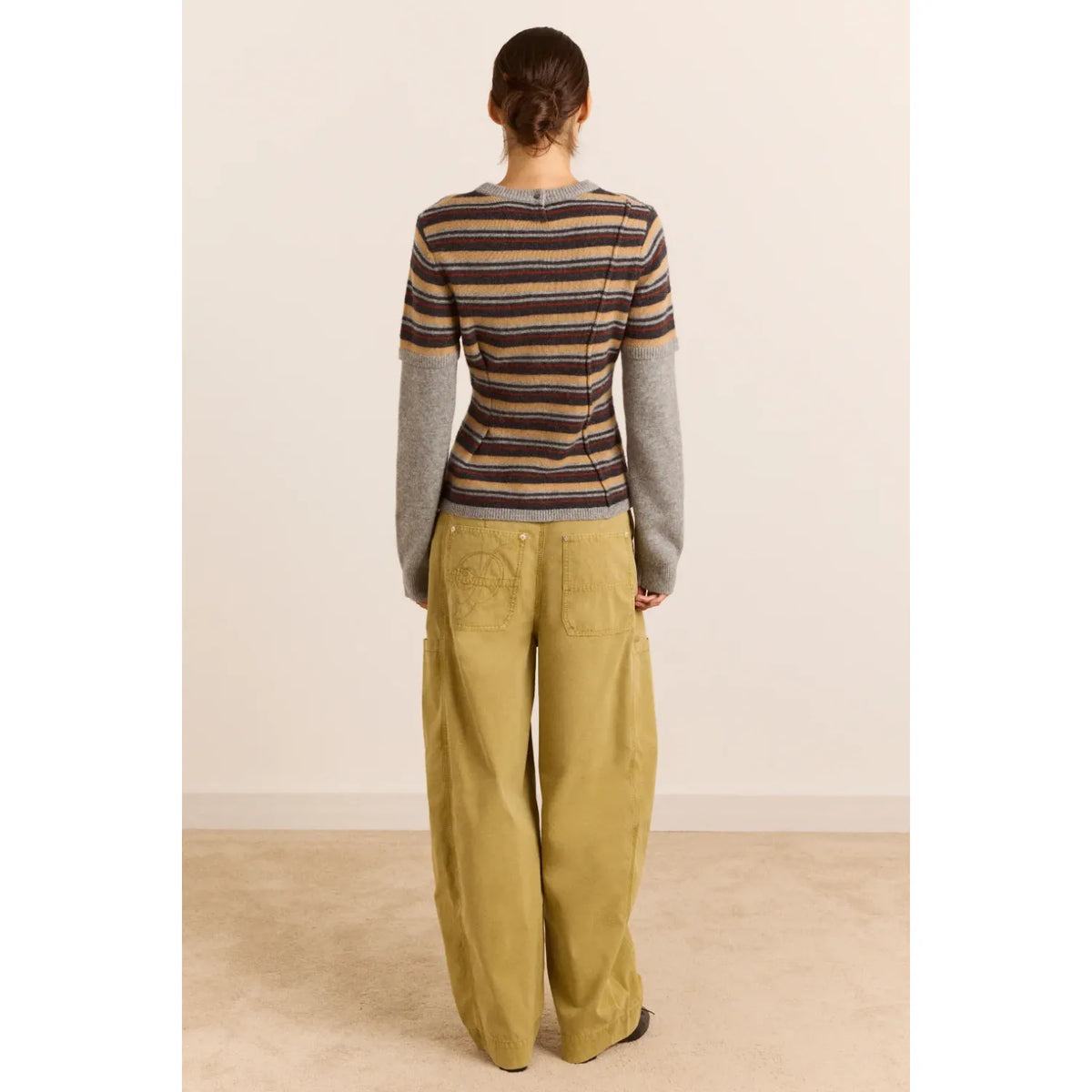 Clara Double Sleeve Merino Wool Jumper - Stripe