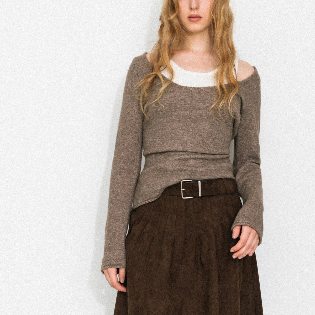 Classic Boat Neck Faux-Layer Top
