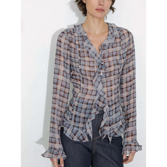 Semi-Sheer Ruffle Shirt