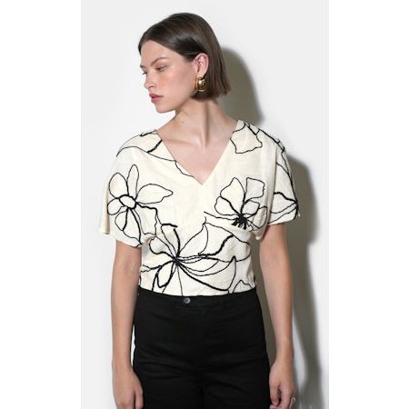 Melody Embroidery Floral Dolman Sleeve Top
