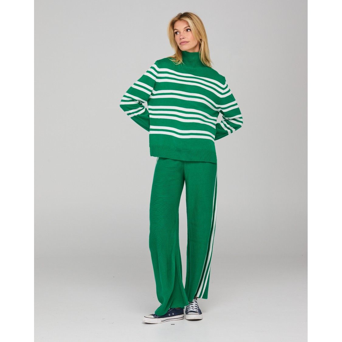 Zena Pant - Green Stripe
