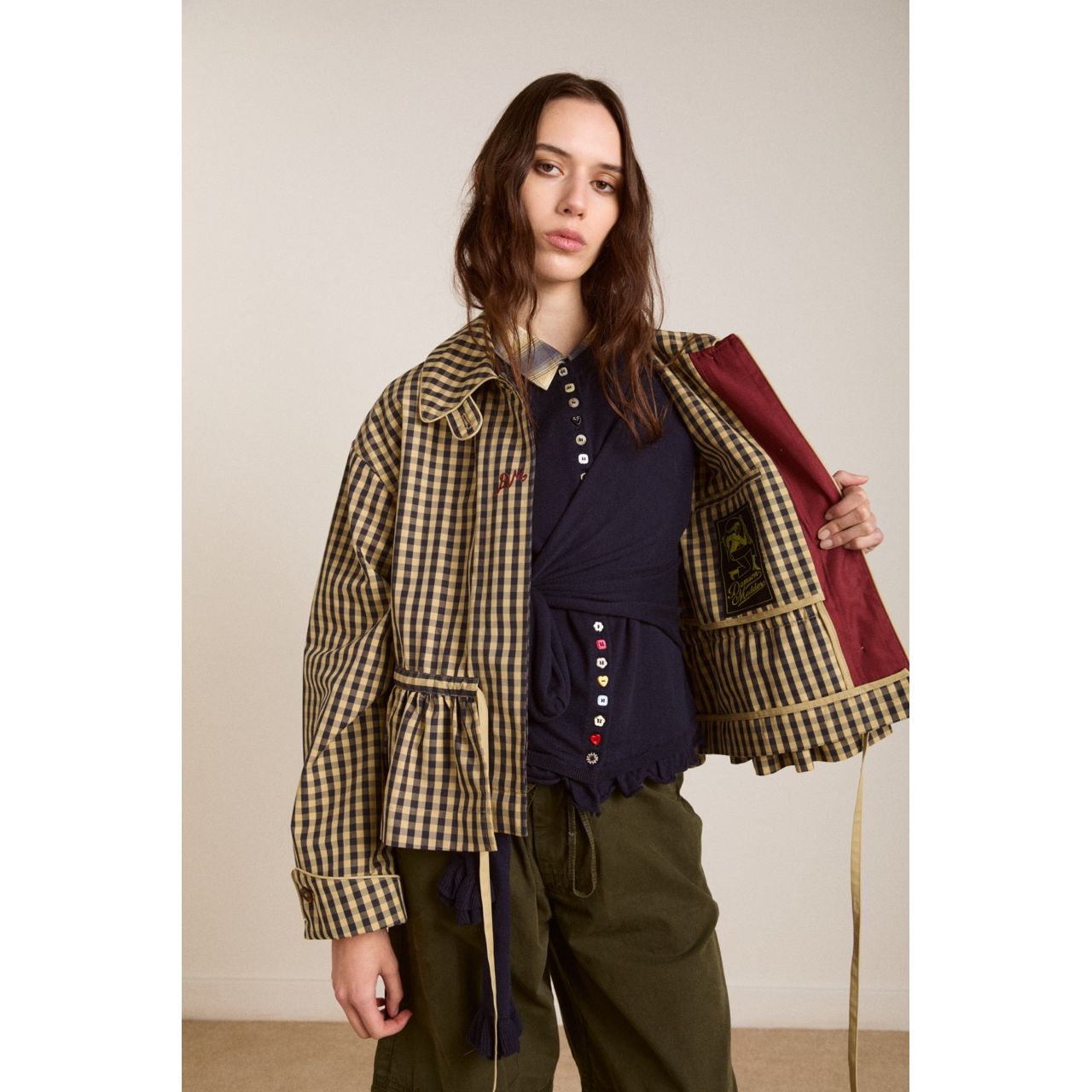 MYRTLE TRENCH COAT - NAVY GINGHAM