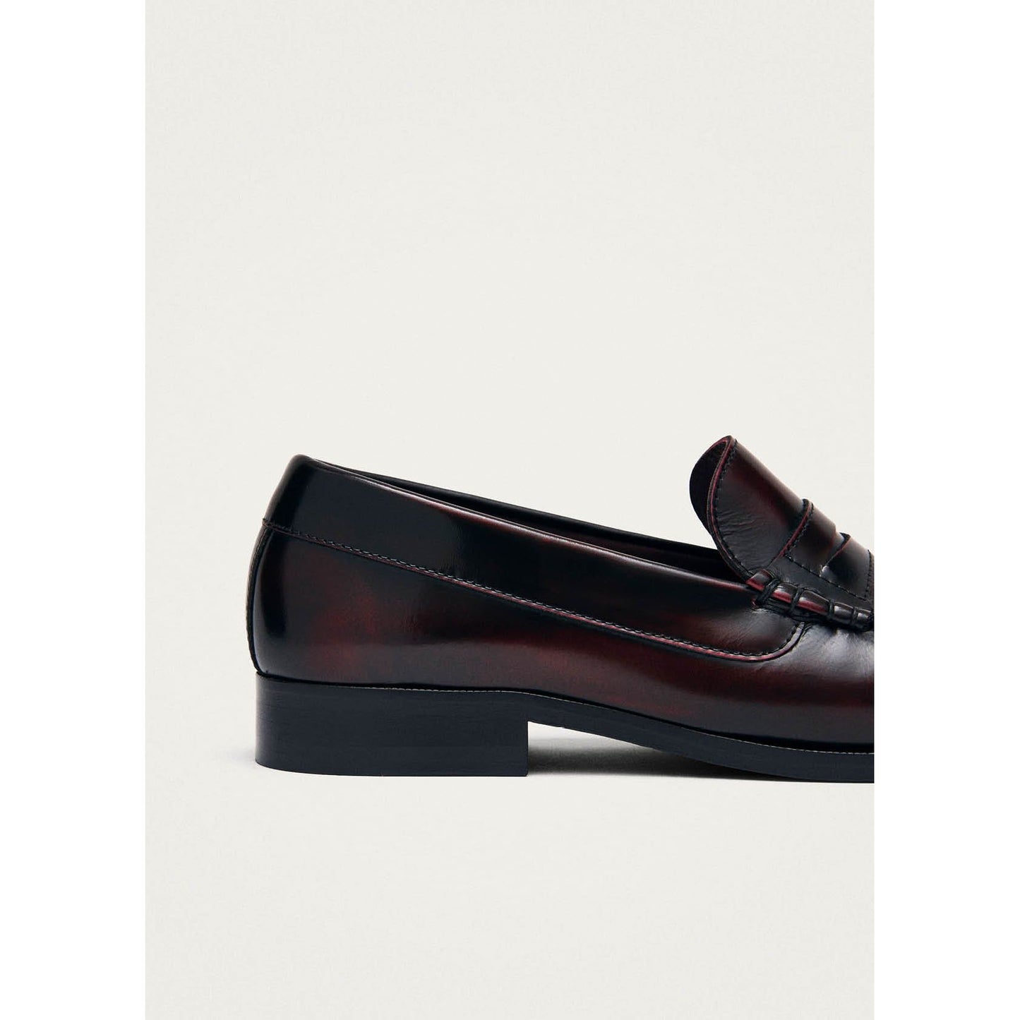 Rivet Vintage Effect Burgundy Leather Loafers
