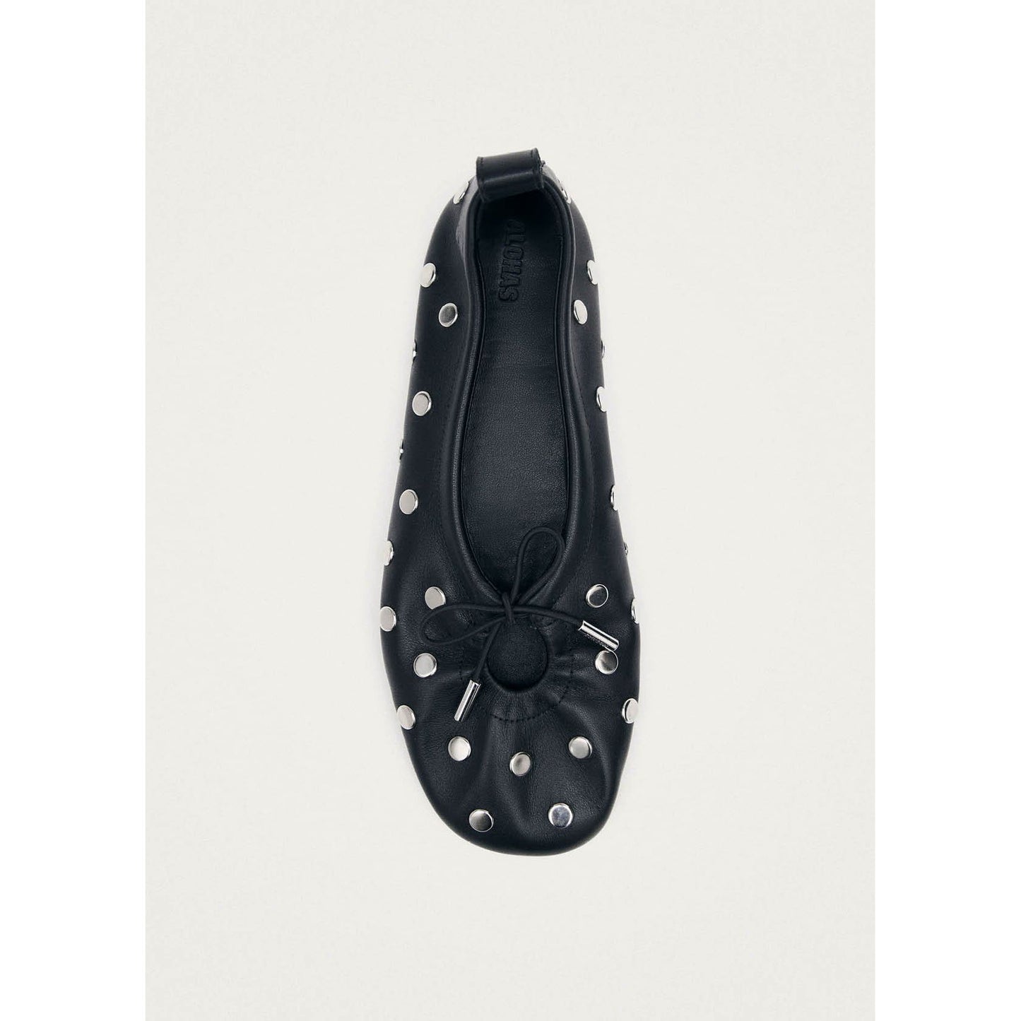 Rosalind All Studs Black Leather Ballet Flats