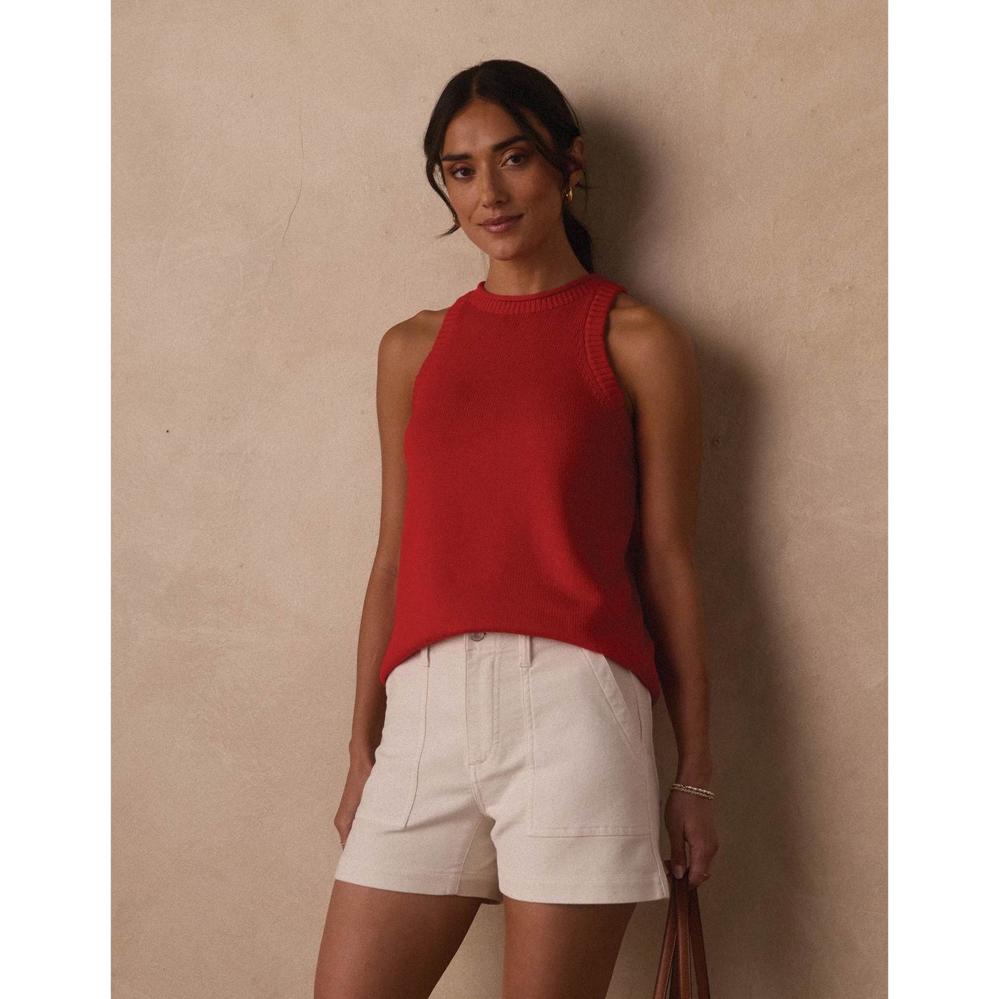 Wanderlust Hi-Neck Tank in Poppy Red