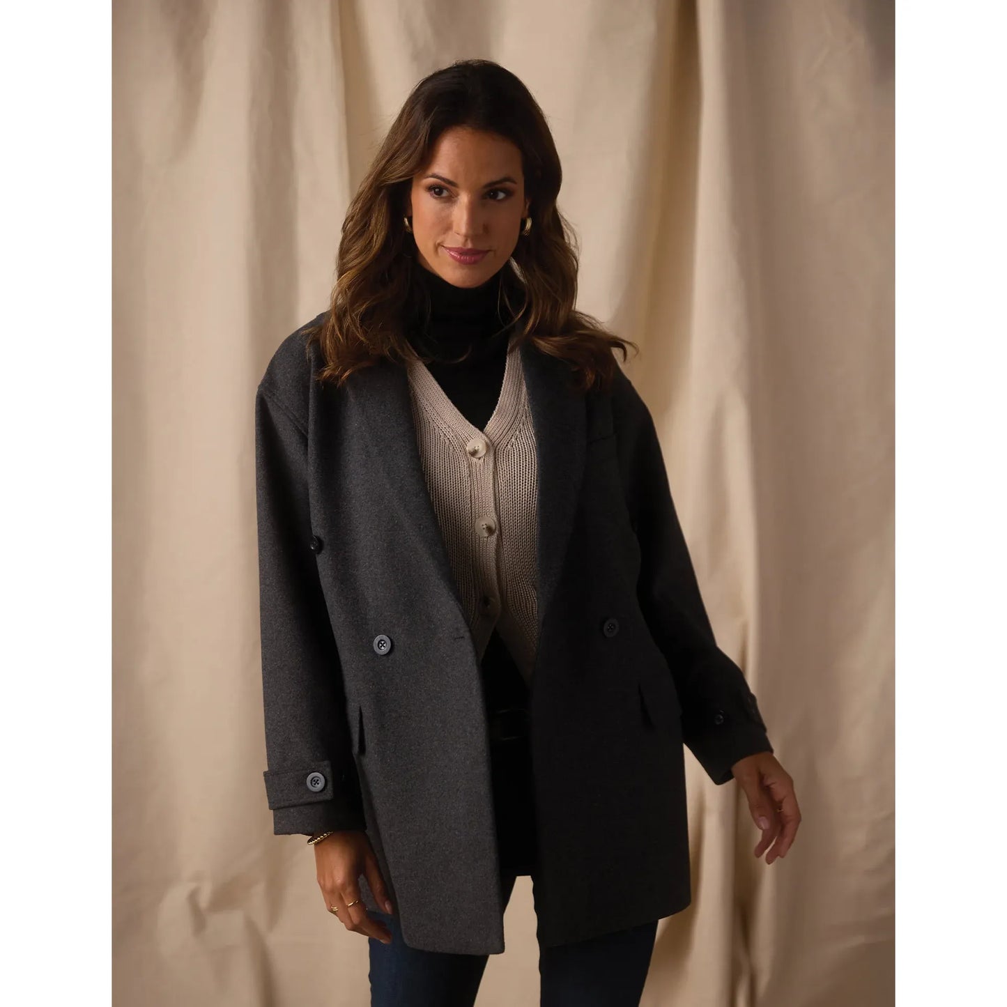 Oversized Blazer Jacket in Charcoal