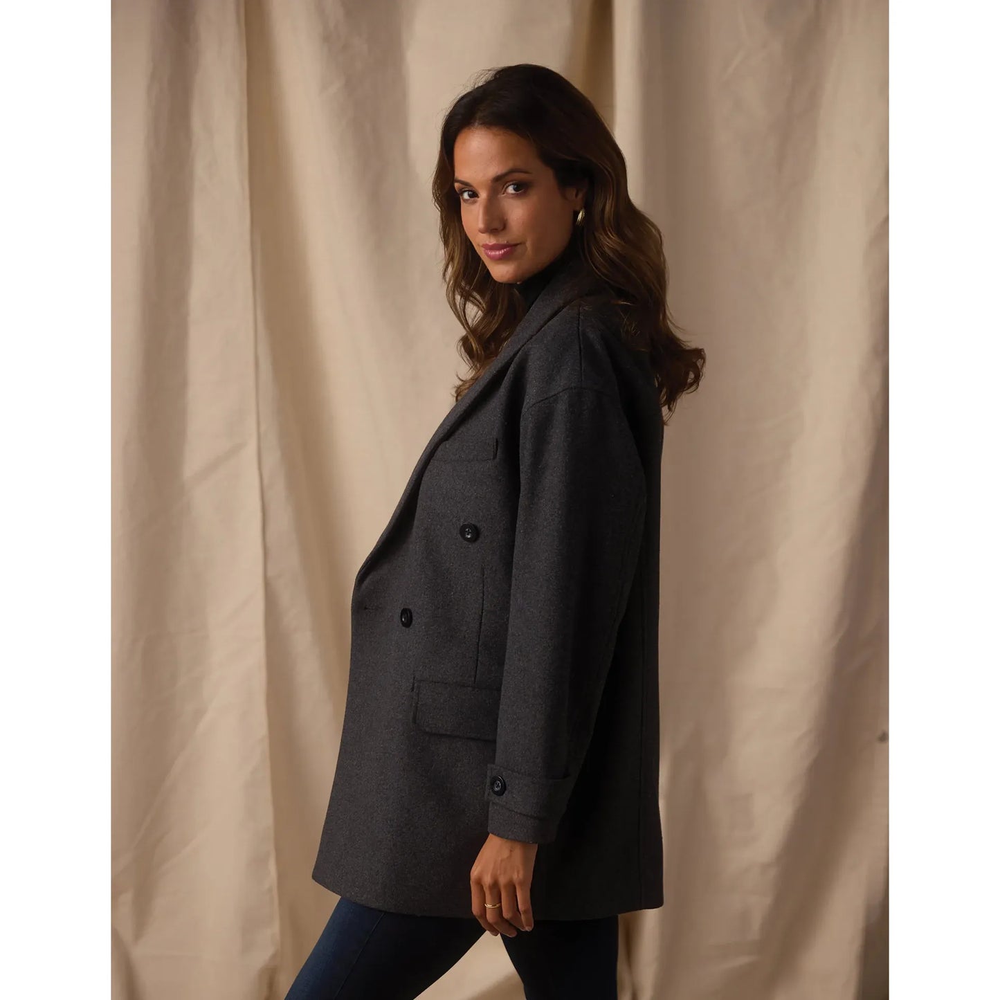 Oversized Blazer Jacket in Charcoal