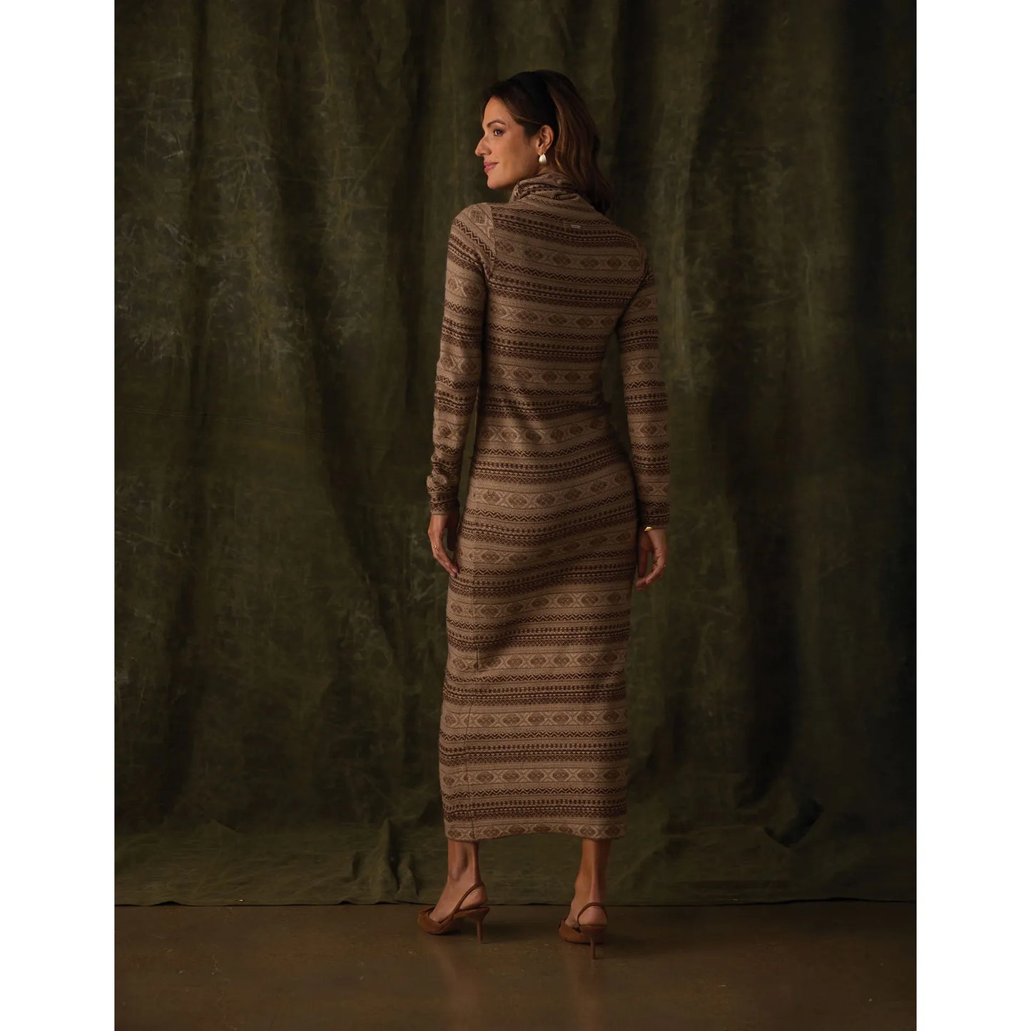 Reverse Fair Isle Maxi Dress in Toasted Chestnut