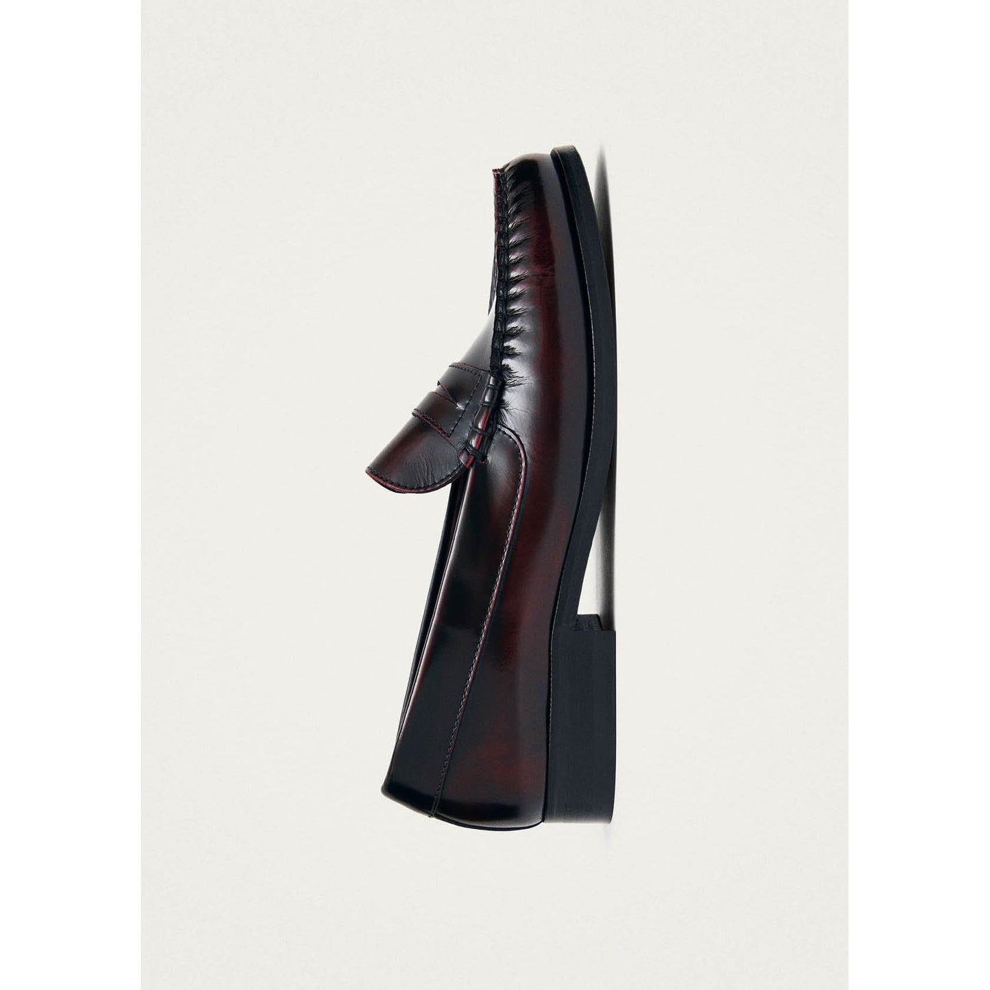 Rivet Vintage Effect Burgundy Leather Loafers
