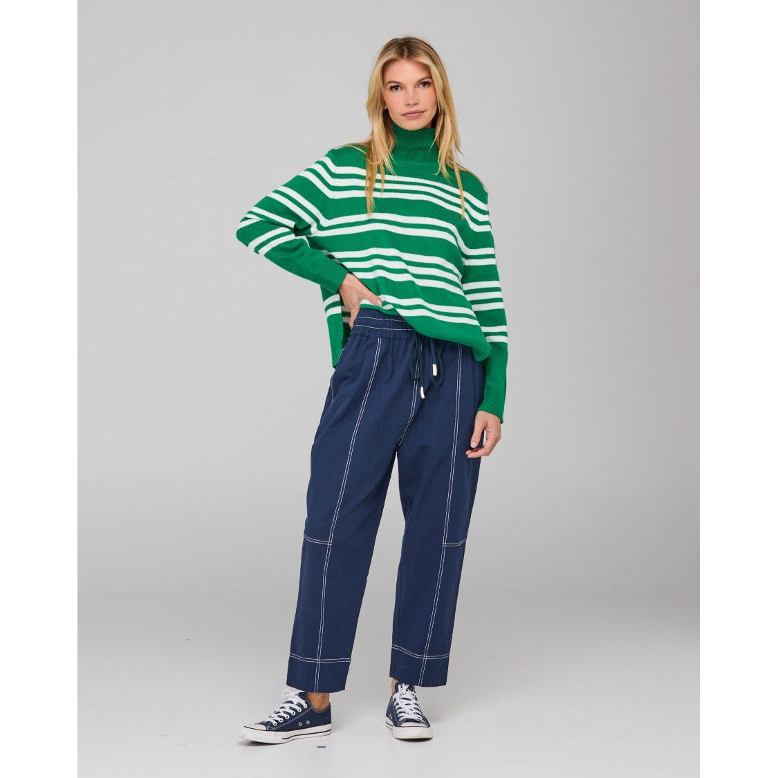 Zena Jumper - Green Stripe