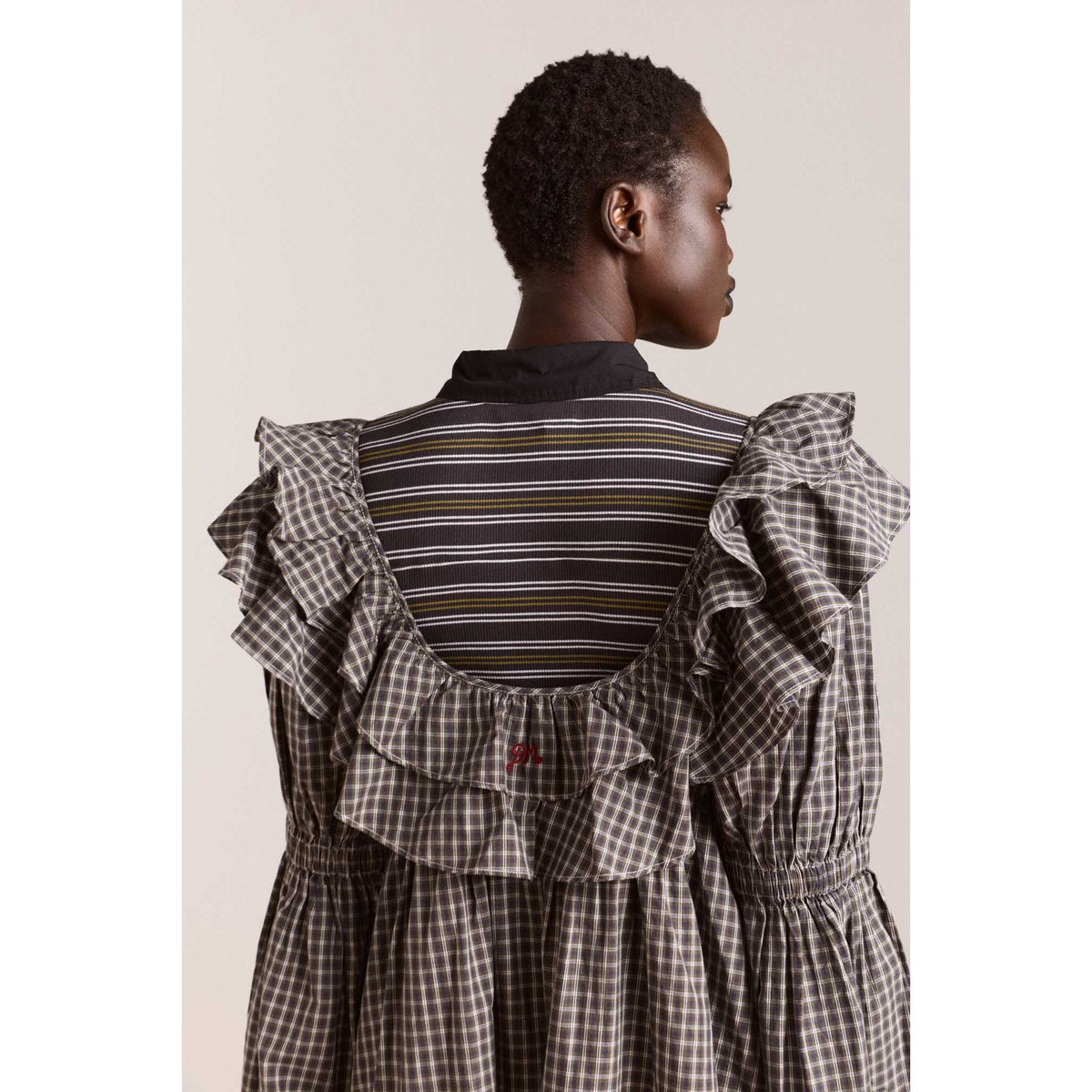 PHEONIX RUFFLE MINI DRESS - LYRA CHECK