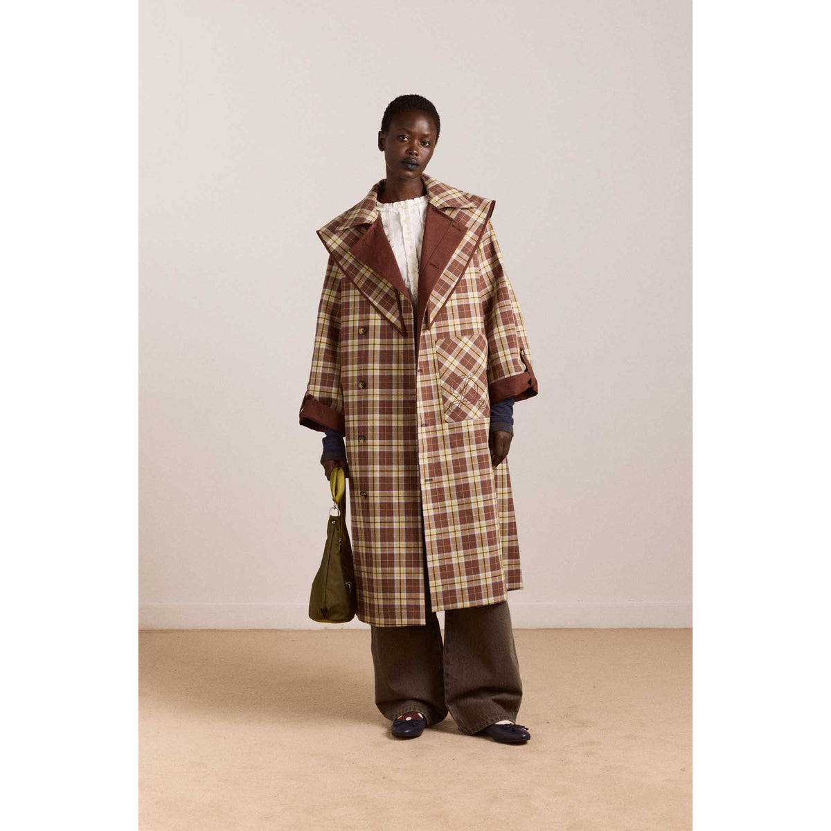 REVERSIBLE LONGLINE JERRY TRENCH - CHOCOLATE
