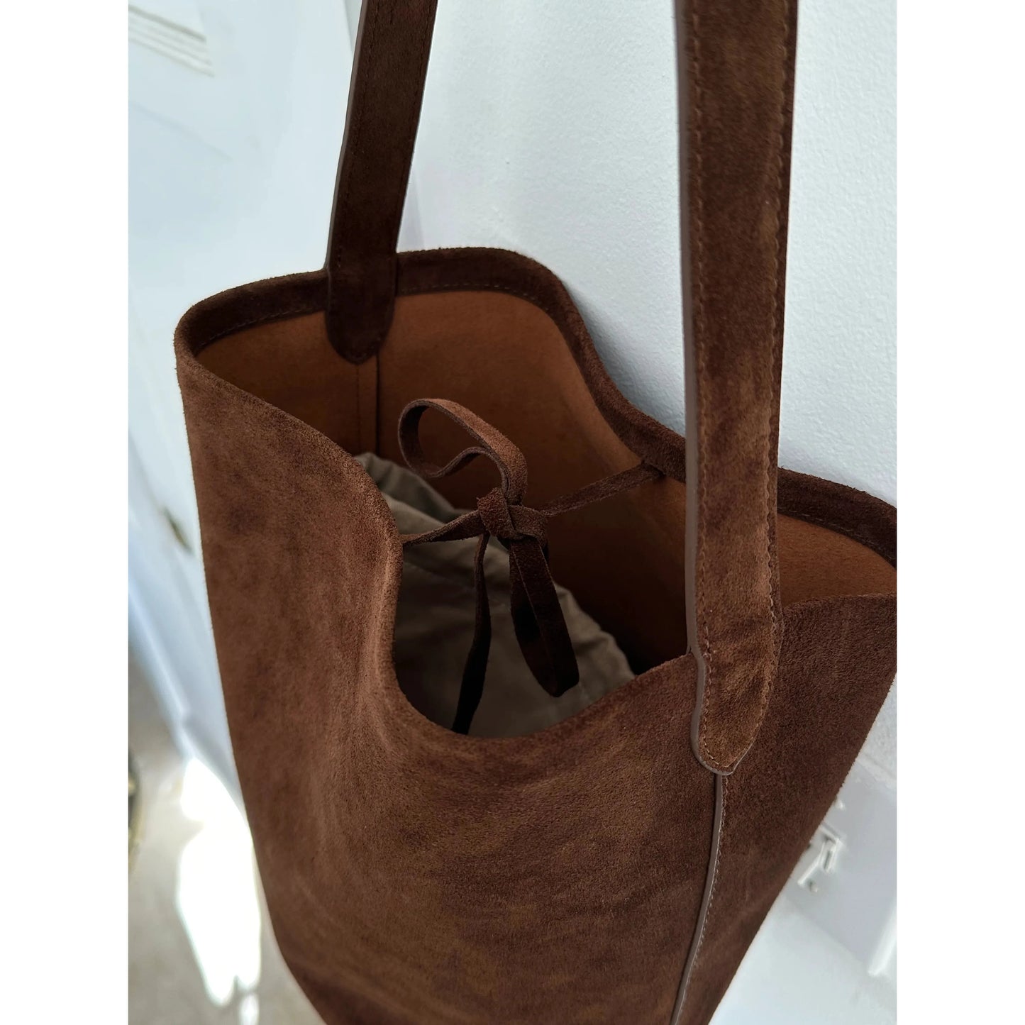 Suede Basket Bag