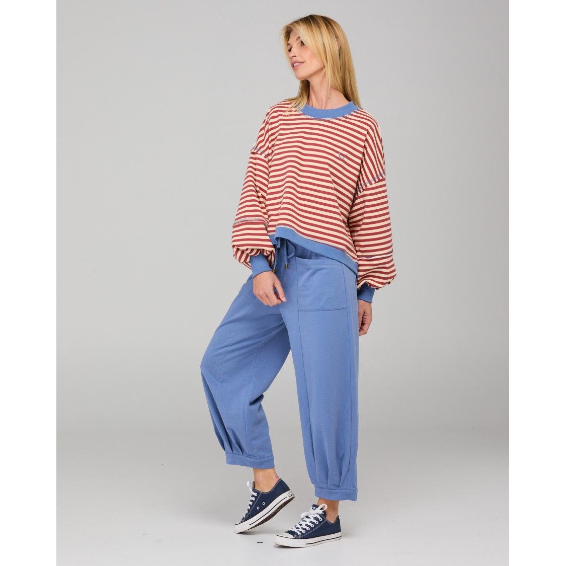 Guru Sweater - Washed Maroon Stripe