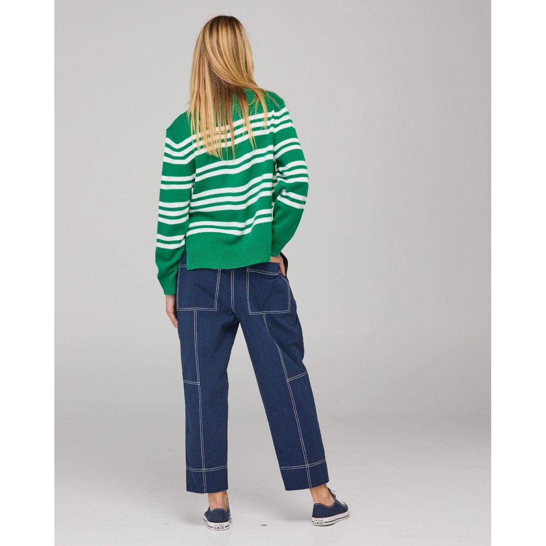 Zena Jumper - Green Stripe