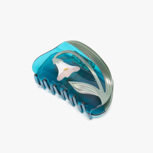 Alba White Vine Flower Teal Hair Claw