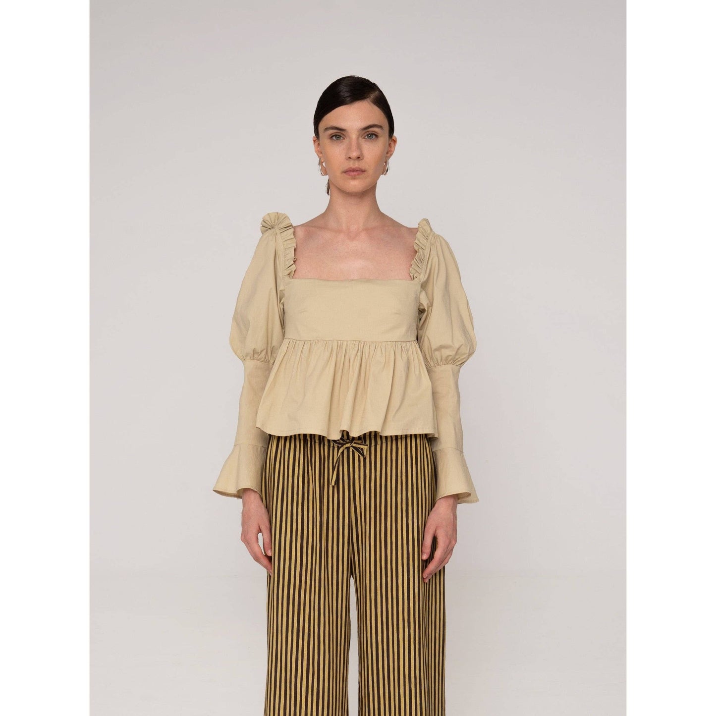 Chambre Beige Ruffle Blouse