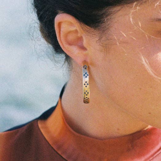 June Blue Rhinestone Hoops