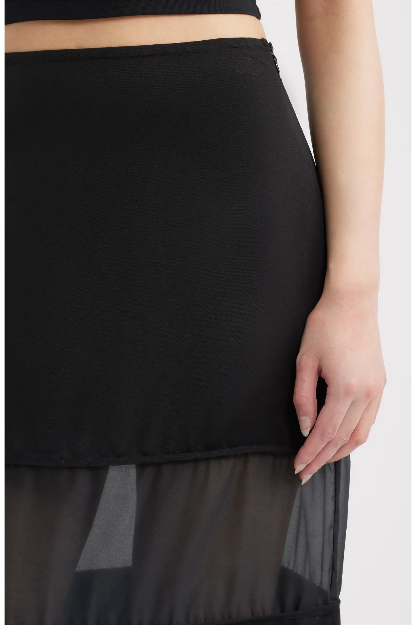 Rene Semi Sheer Panel Skirt