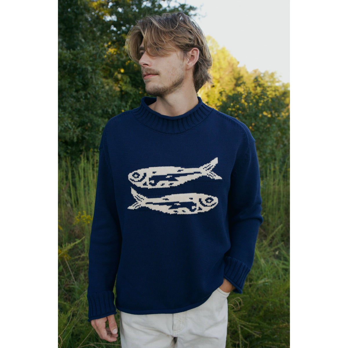 Navy Cotton Fish Sweater (Pre-Order)