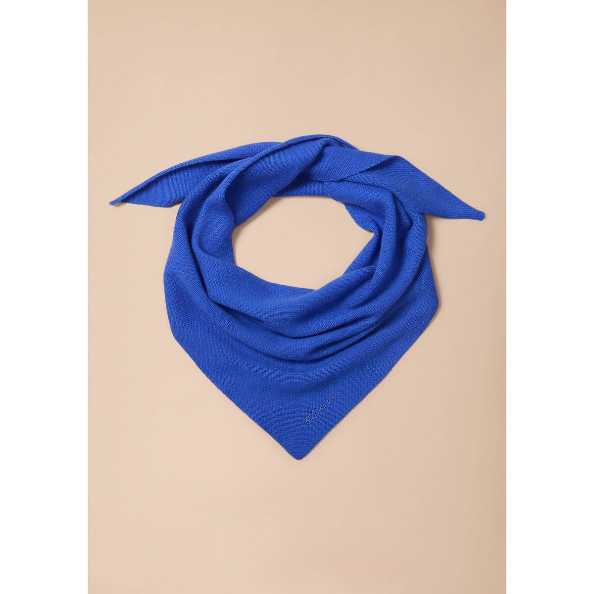 Merino Wool Triangle Scarf in Cobalt Blue