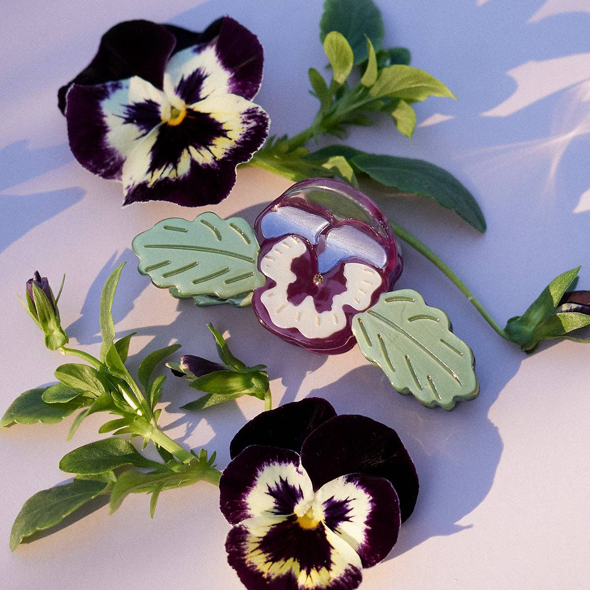Wild Pansy Mini Claw - Small Acetate Purple Flower Hair Clip