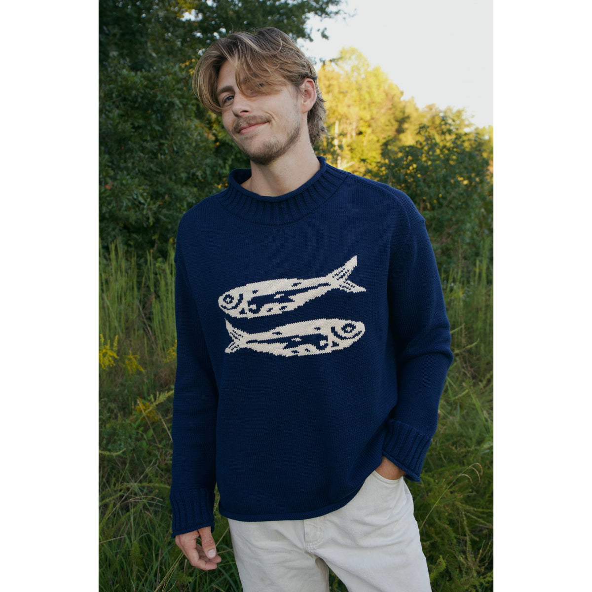 Navy Cotton Fish Sweater (Pre-Order)