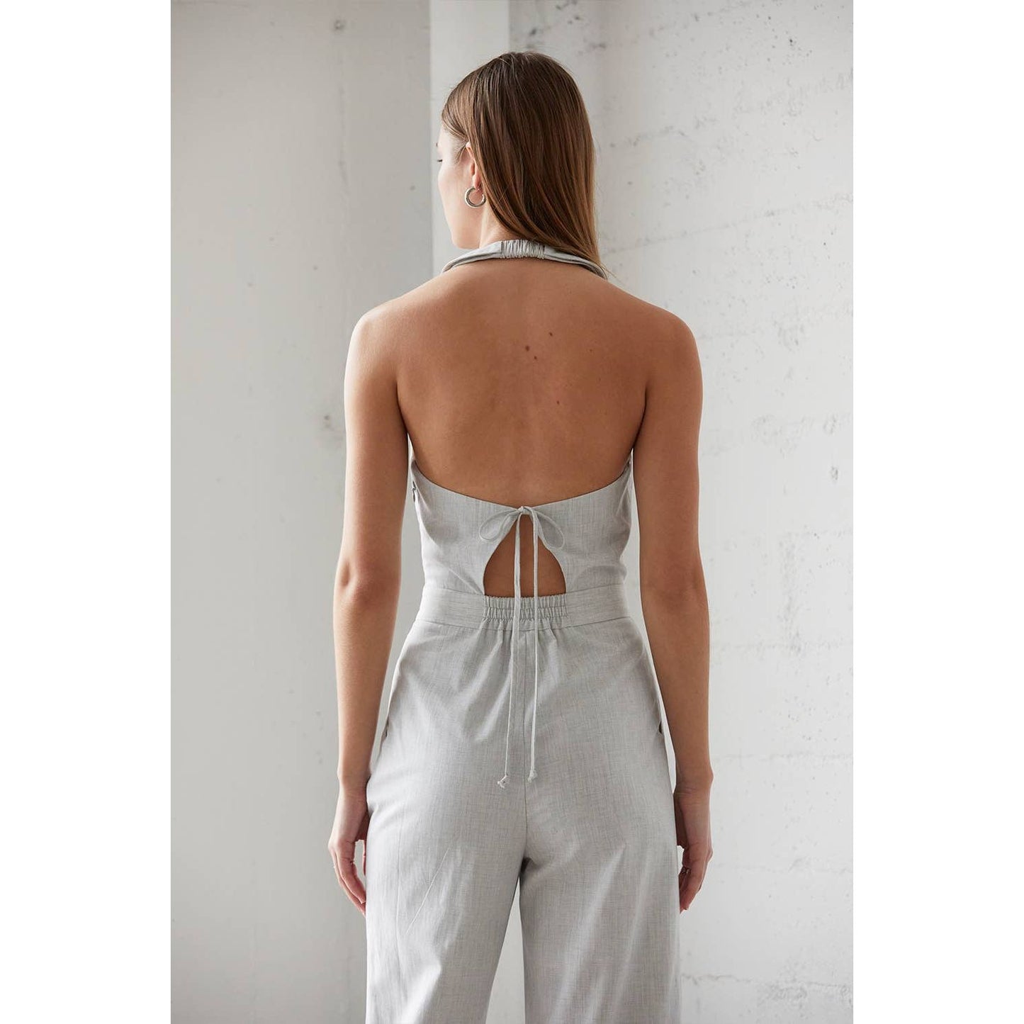 Elise Halter Vest Linen Jumpsuit