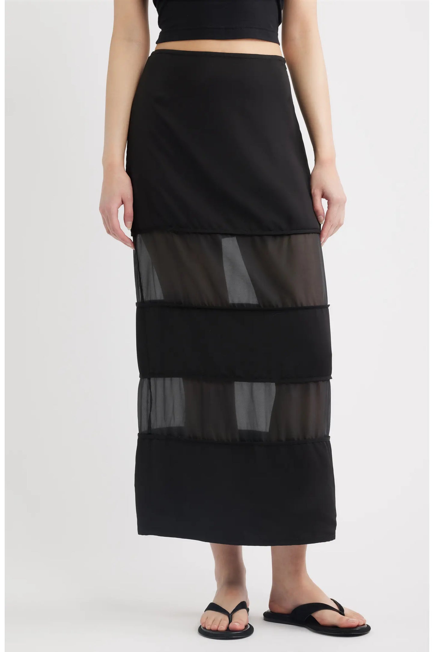 Rene Semi Sheer Panel Skirt