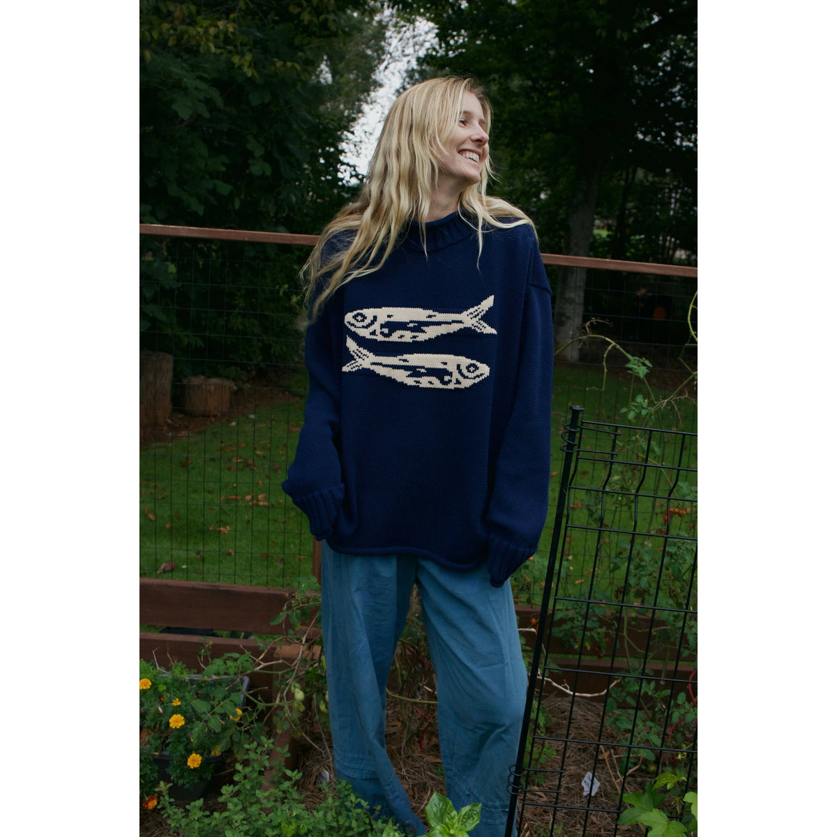 Navy Cotton Fish Sweater (Pre-Order)