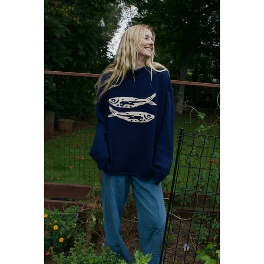 Navy Cotton Fish Sweater (Pre-Order)