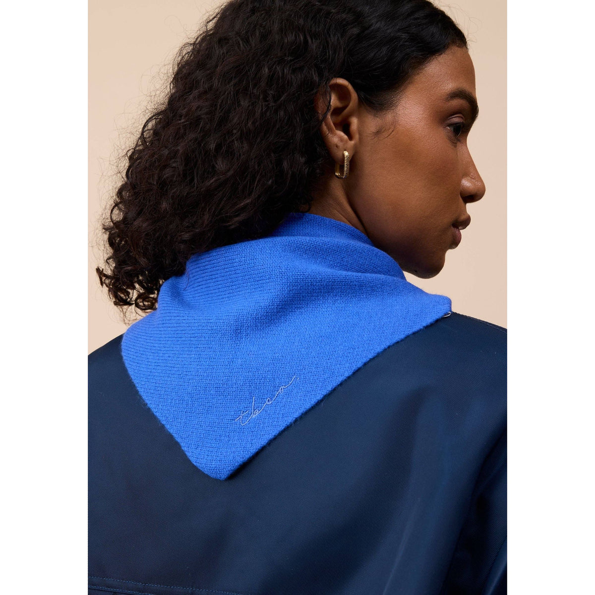 Merino Wool Triangle Scarf in Cobalt Blue